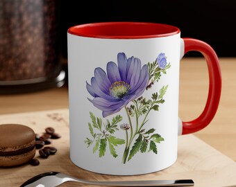 Anemone Flower Accent Coffee Mug, 11oz