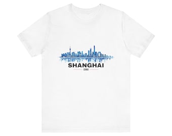 Shanghai Skyline T-Shirt | Shanghai Cityscape Tee Unisex Jersey Short Sleeve Tee