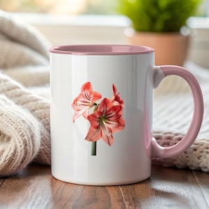Amaryllis Blumenakzent-Kaffeetasse, 11 Unze