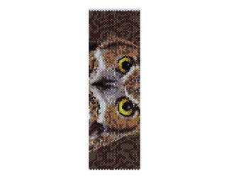 BOWL0001 Owl 1 Even Count Single Drop Peyote Cuff/Bracelet Patter