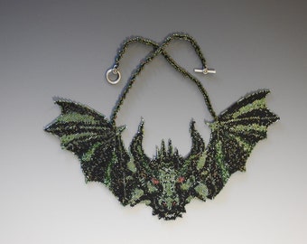 Dragon Bat Beadwoven Necklace