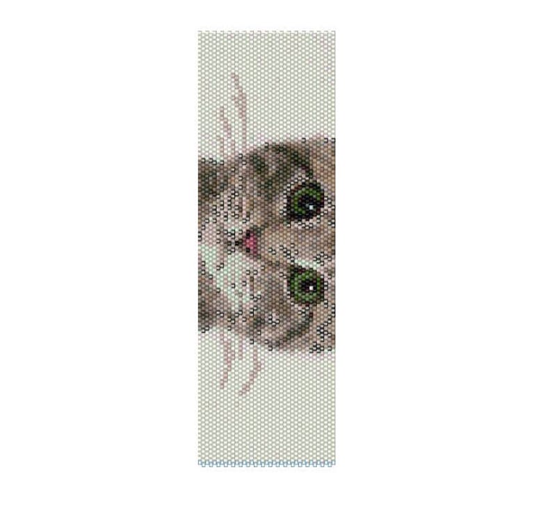 BKI0001 Kitten 1 Odd Count Single Drop Peyote Cuff/Bracelet Pattern image 1