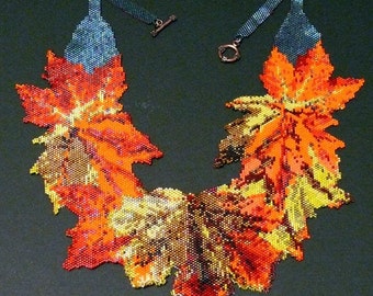 Peyote Stitch Pattern for Autumn Leaves necklace