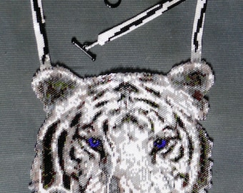 White Tiger Peyote Stitch Necklace PATTERN