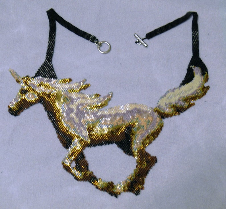 Peyote pattern for my Running Unicorn necklace image 1