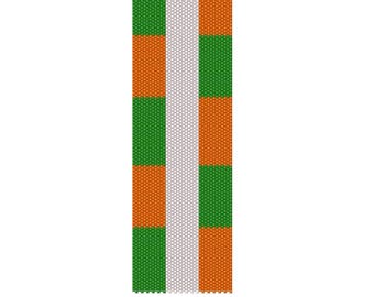 BPIF0001 Irish Flag Even Count Single Drop Peyote Cuff/Bracelet Pattern