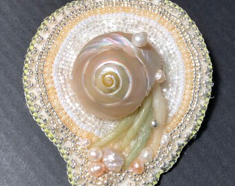 Shell Pin bead embroidery