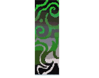 BPGS0001 Green Swirl Even Count Single Drop Peyote Cuff/Bracelet Pattern