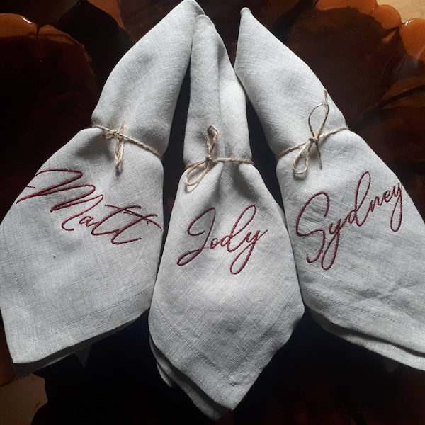 Embroidered Napkins Etsy