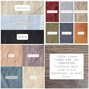 Linen Colours! 13 beautiful shades to choose from.  When ordering you can choose to purchase pillow cover only or +polyinsert to add the pillow.