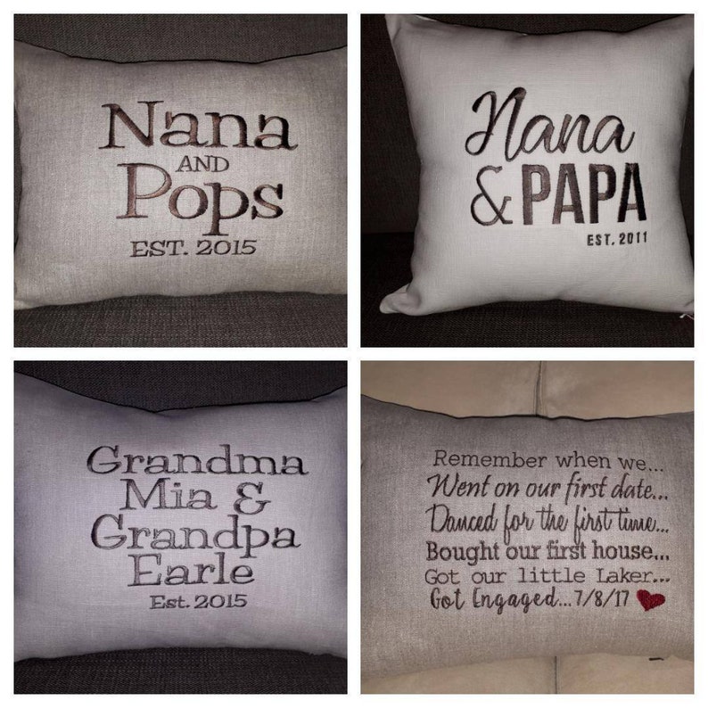 Personalized linen pillow with custom embroidery, gift, embroidered pillow, custom wording image 5