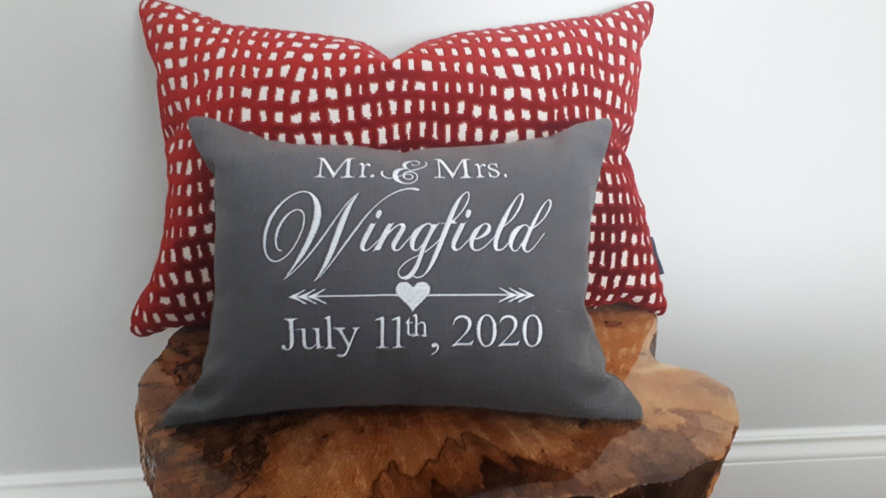 Personalized Embroidered Mr. & Mrs. wedding pillow cover with Etsy