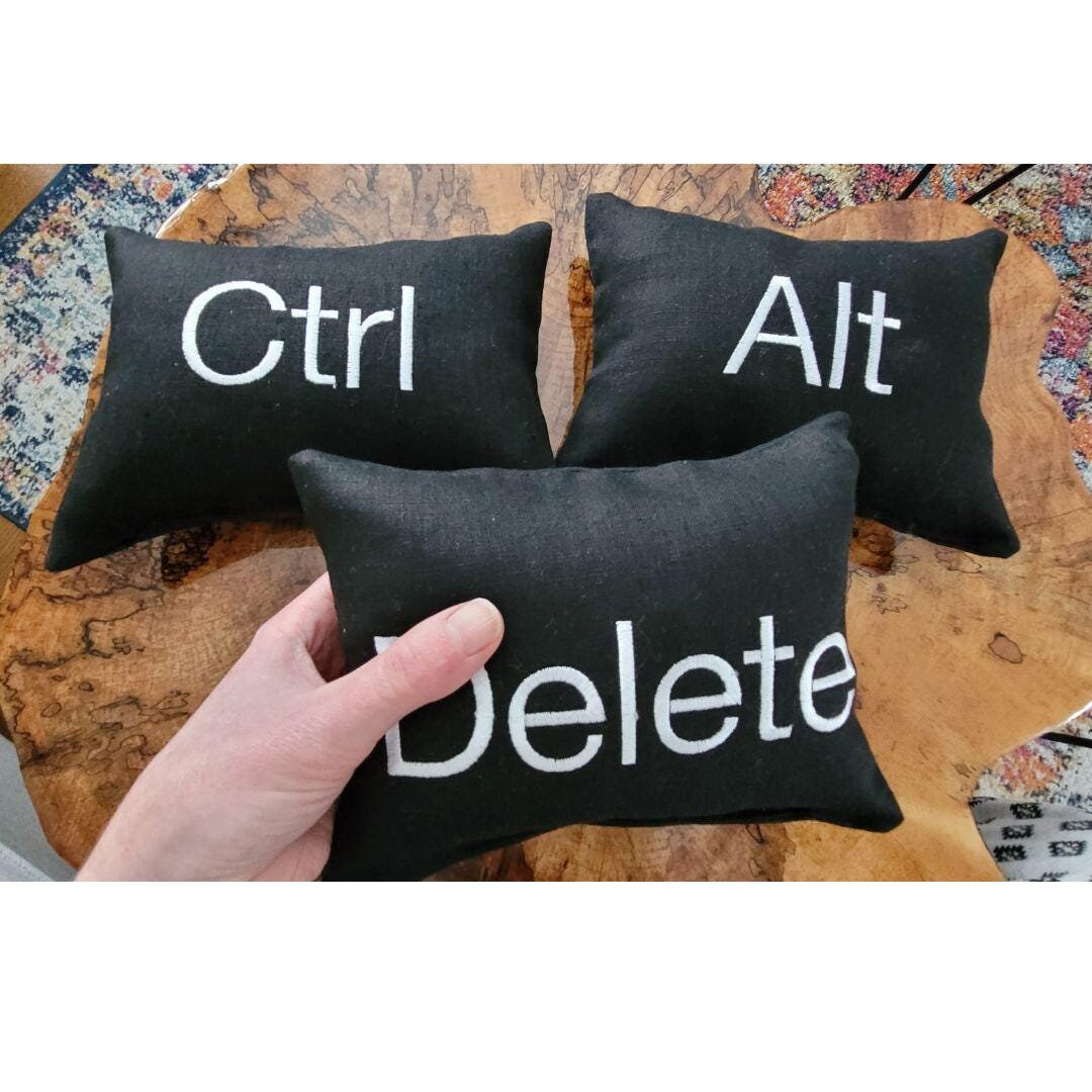 Ctrl Alt Delete Set of 3 Mini Embroidered Linen Pillows With Custom ...