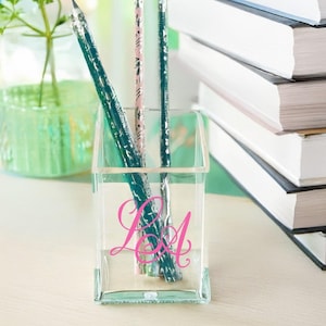 Pen Cup, Acrylic Desk Accessories, Office Decor, Monogrammed Pen Holder, Teacher Gift, Coworker Gifts, College Graduation Gifts