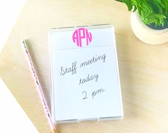 Personalized 4x6 Note Paper Tray, Monogrammed Notepad Holder, Acrylic Desk Accessories, Home Office Decor, Coworker Gift, Teacher Gift