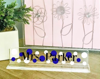 Personalized Acrylic Desk Plate, Custom Desk Sign, Acrylic Name Plate, Desk Name Plaque, Graduation Gift, Office Gift, Teacher Gift