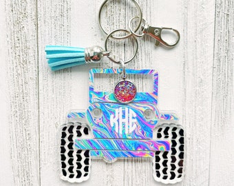 Off-Road Keychain, 4 Wheel Drive Keychain, 4x4 Rear View Mirror Accessory, 4x4 Car Charm, Acrylic Keychains, Off Road Vehicle Accessories