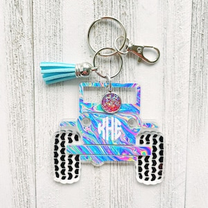 Off-Road Keychain, 4 Wheel Drive Keychain, 4x4 Rear View Mirror Accessory, 4x4 Car Charm, Acrylic Keychains, Off Road Vehicle Accessories