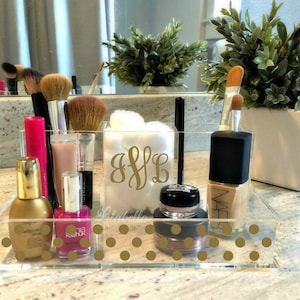 Makeup Organizer, Cosmetics Organizer, Personalized Makeup Organizer, Acrylic Makeup Storage, Bridesmaid Gifts, College Dorm Organization