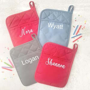 Personalized Kids Pot Holders | Children's Birthday Party Favors | Baking Gifts for Kids
