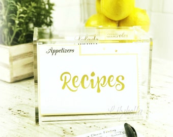 Acrylic Recipe Box, Personalized Recipe Boxes, Recipe Card Storage, Recipe Boxes, Recipe Box 4x6, Recipe Cards, Bridal Shower Gift