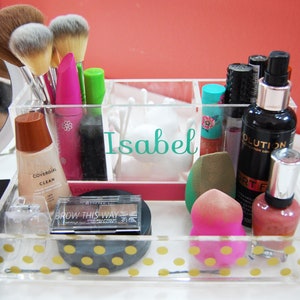 Makeup Organizer, Cosmetics Organizer, Personalized Makeup Organizer, Acrylic Makeup Storage, Bridesmaid Gifts, College Dorm Organization