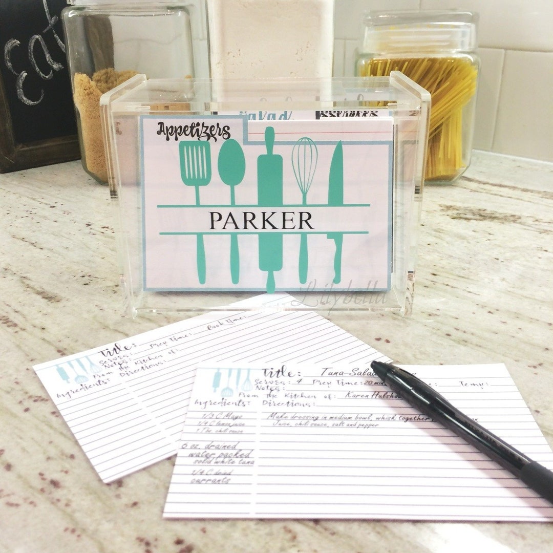 Personalized Recipe Box Acrylic Recipe Box Recipe Boxes Etsy