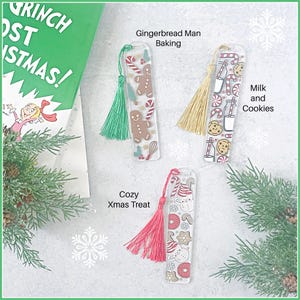 Christmas Bookmarks For Kids, Gifts For Kids, Kids X-mas Party Favors, Stocking Stuffers For Kids, Acrylic Bookmarks