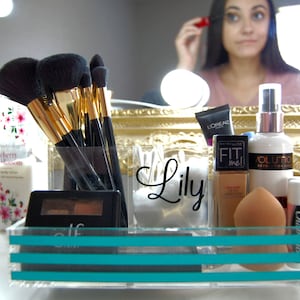 Makeup Organizer, Cosmetics Organizer, Personalized Makeup Organizer, Acrylic Makeup Storage, Bridesmaid Gifts, College Dorm Organization