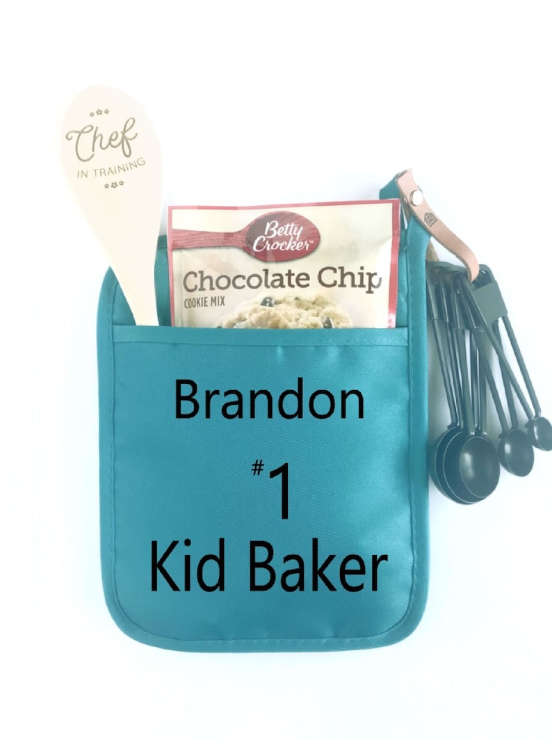 Personalized Pot Holders for Kids, Kids Chef Gifts, Oven Mitts, Baking Gifts For Children, Custom Party Favors, Party Favors for Kids TURQUOIS