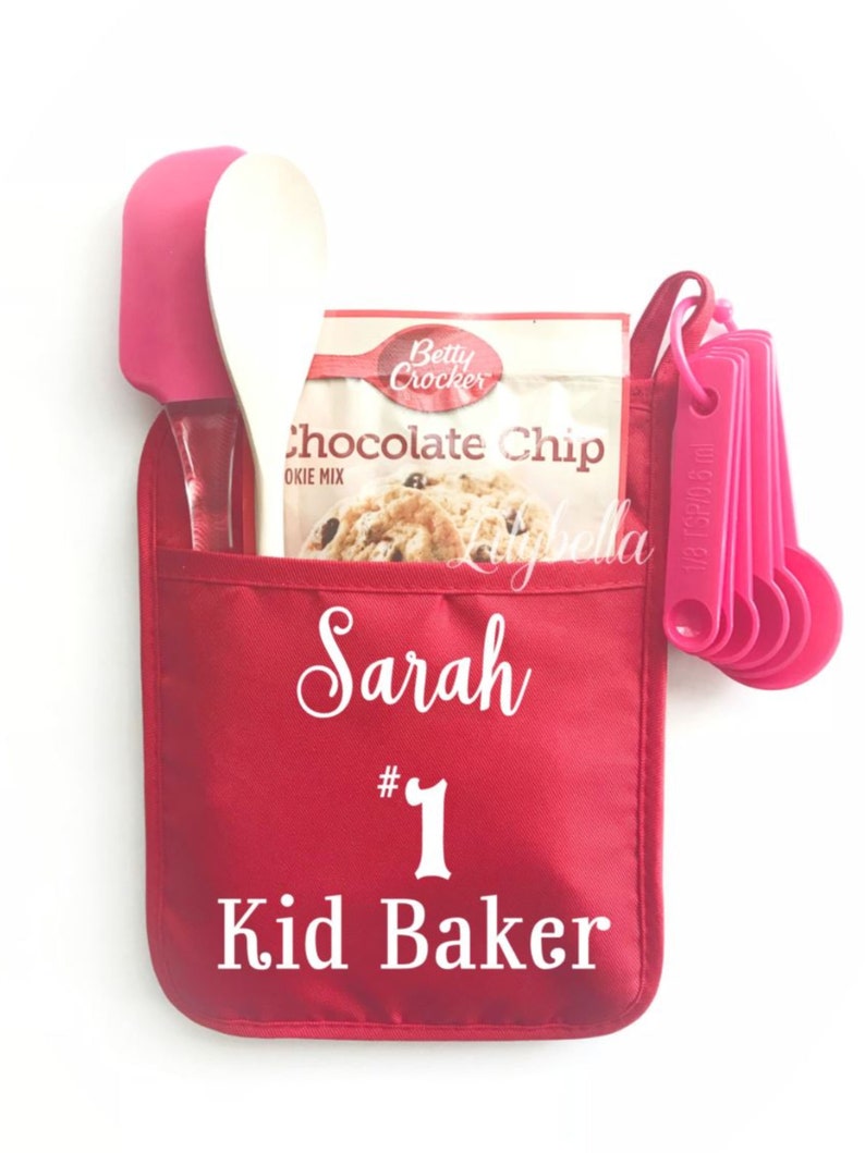 Personalized Pot Holders for Kids, Kids Chef Gifts, Oven Mitts, Baking Gifts For Children, Custom Party Favors, Party Favors for Kids RED