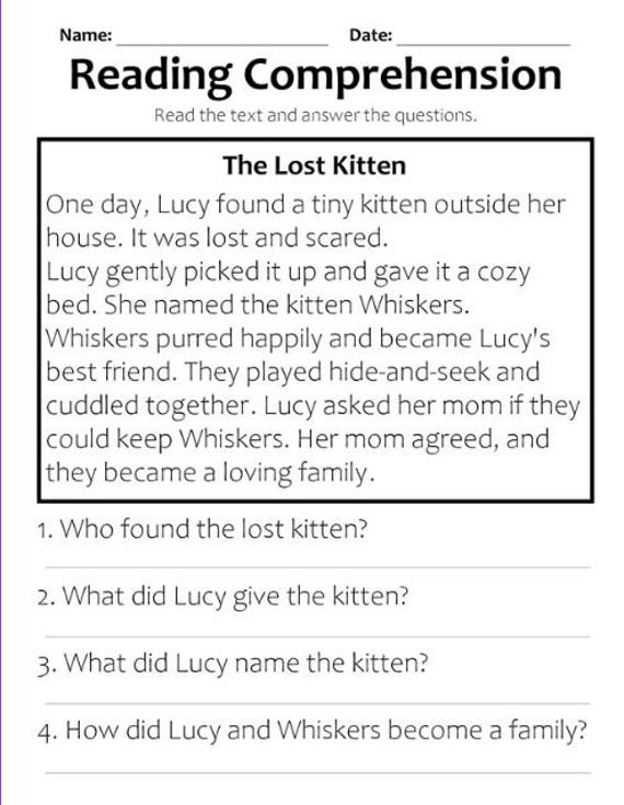 Reading Comprehension Stories With Questions