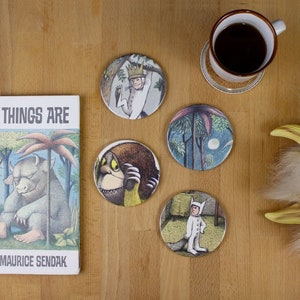 Where the Wild Things Are coaster set made from recycled book pages 1