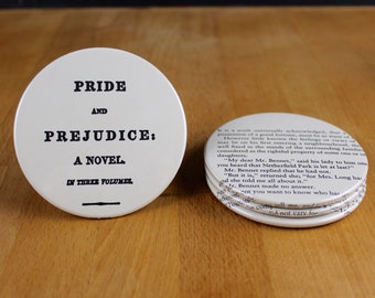 Pride and Prejudice Coaster Set - made from recycled book pages