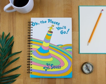 Graduation Gift - Oh The Places You'll Go Dr Suess - Recycled Book Journal Notebook