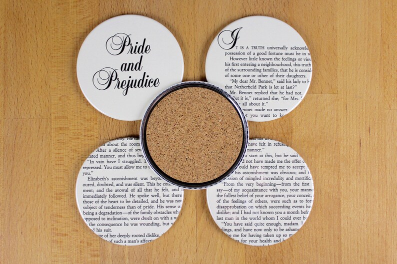 Pride and Prejudice Coaster Set made from recycled book pages image 5