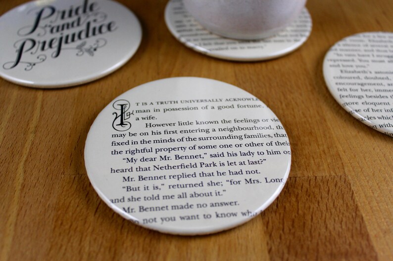 Pride and Prejudice Coaster Set made from recycled book pages image 6