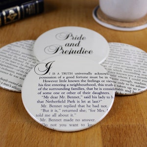 Pride and Prejudice Coaster Set made from recycled book pages image 3