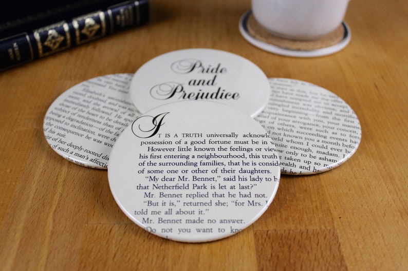 Pride and Prejudice Coaster Set made from recycled book pages image 3