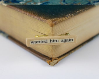 wanted him again - Naughty Bits pin - made from recycled trashy romance novel