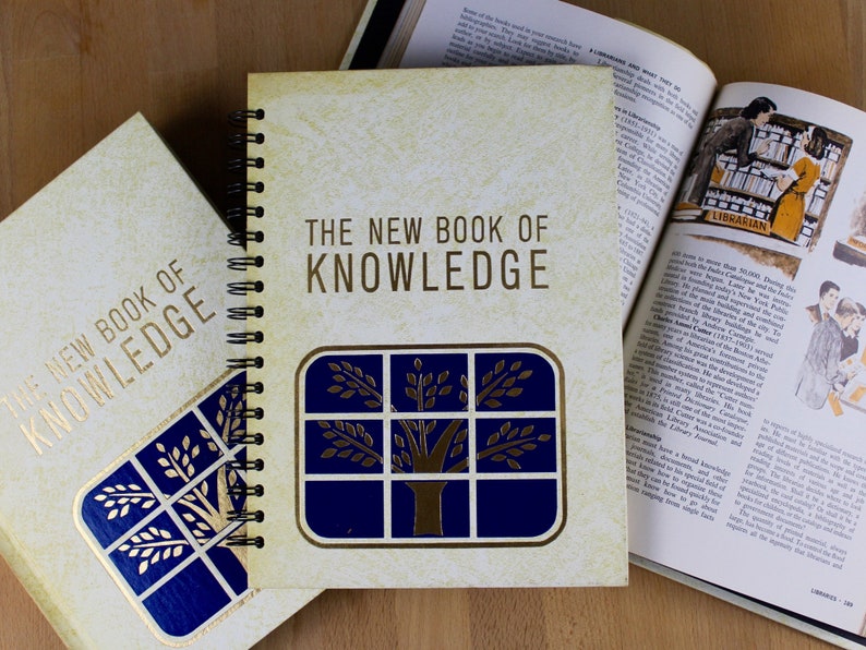 New Book of Knowledge Recycled Book Journal-made from vintage reference book image 1