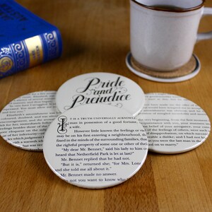 Pride and Prejudice Coaster Set made from recycled book pages image 2