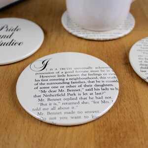 Pride and Prejudice Coaster Set made from recycled book pages image 7