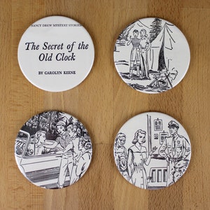 Nancy Drew The Secret of the Old Clock Coaster Set made from recycled book pages image 2