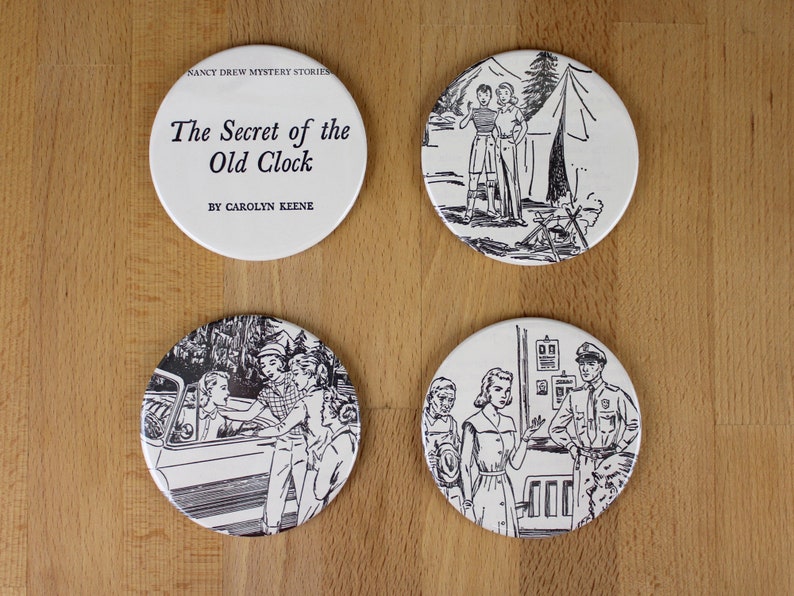 Nancy Drew The Secret of the Old Clock Coaster Set made from recycled book pages image 2