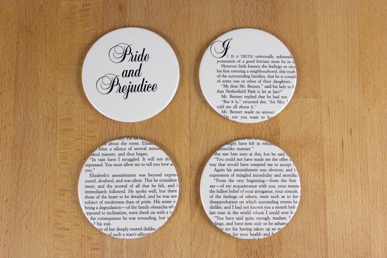 Pride and Prejudice Coaster Set made from recycled book pages image 4