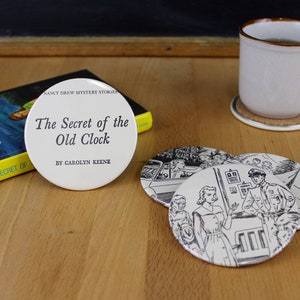 Nancy Drew The Secret of the Old Clock Coaster Set made from recycled book pages image 3