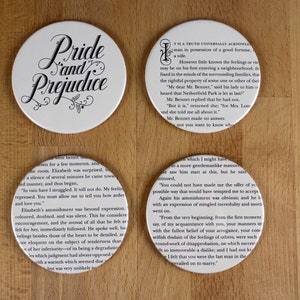Pride and Prejudice Coaster Set made from recycled book pages image 4