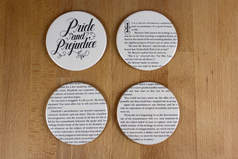 Pride and Prejudice Coaster Set made from recycled book pages image 4