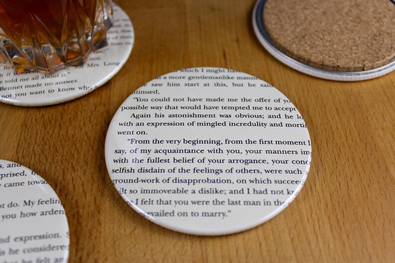 Pride and Prejudice Coaster Set made from recycled book pages image 8